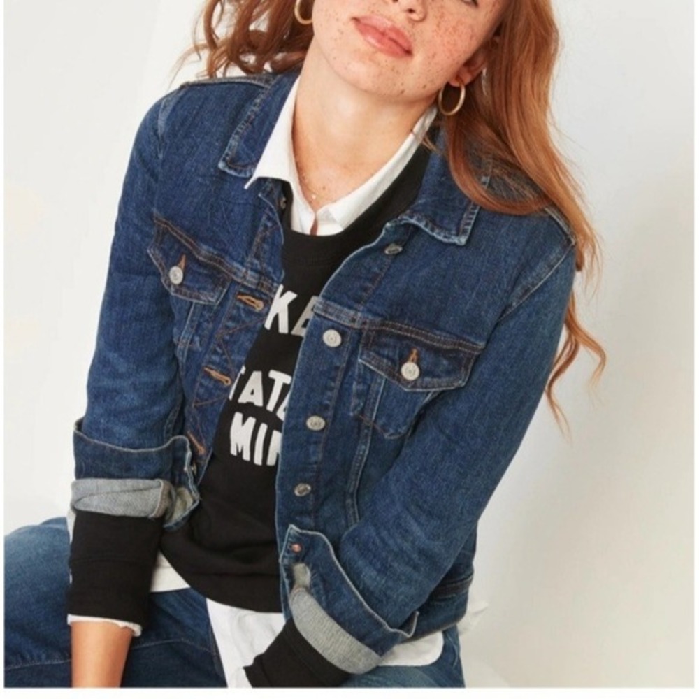 Old‎ Navy Denim Classic Trucker Jean Jacket Dark Wash Women's Small Capsule